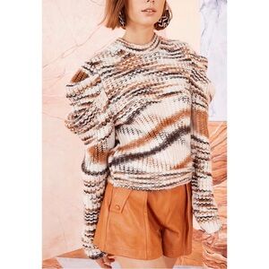 Ulla Johson Puff-Sleeve Cream Alpaca-Blend Daphne Cable-Knit Pullover Sweater